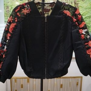 BCBG Maxazria, Size XS, Black with mesh flower sleeves